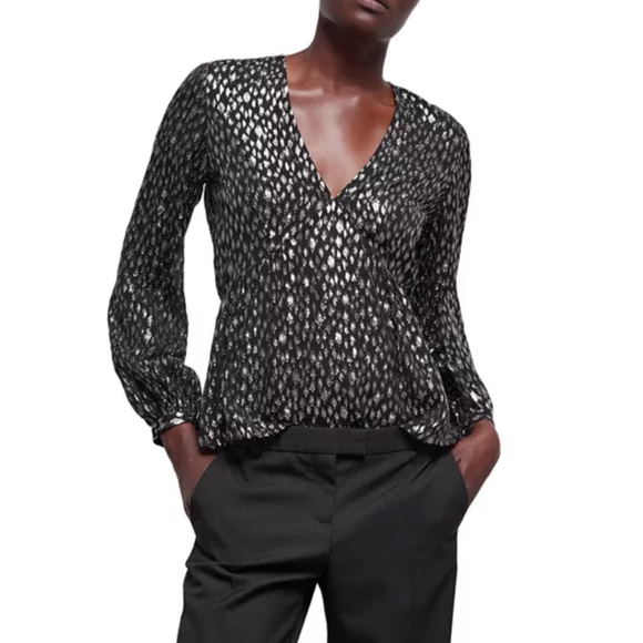NWT The Kooples Sparkling Leopard Print Blouse Size Small $365 - Picture 1 of 7